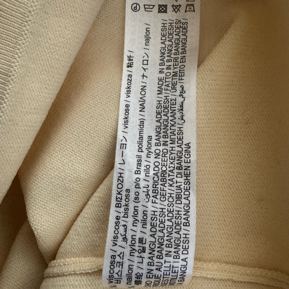 Zara Long-Sleeve Draped Knit Bodycon Midi Knee Length Dress, Cream, Size S - Picture 13 of 14